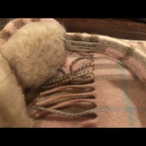 Burberry pink cashmere scarf & earmuffs